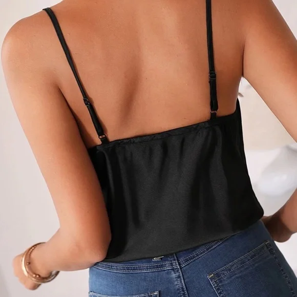 Boho Satin Lace Cami Tank Top - Picture 6 of 6